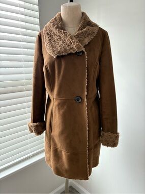 Ellen Tracy Women's Faux Fur and Suede Winter Coat